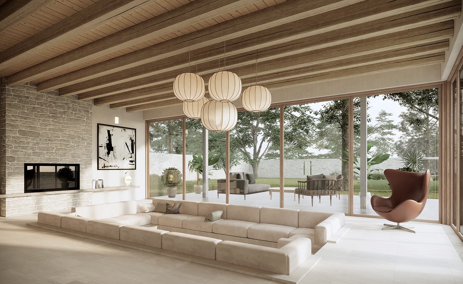 The Lake House — sunken living room