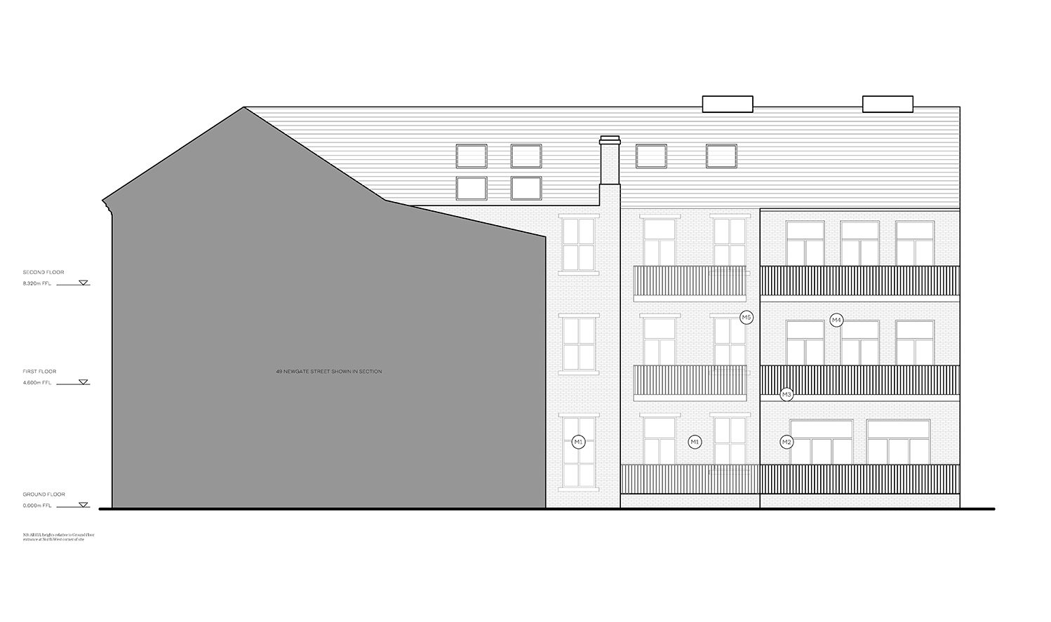 Newgate — rear elevation drawing