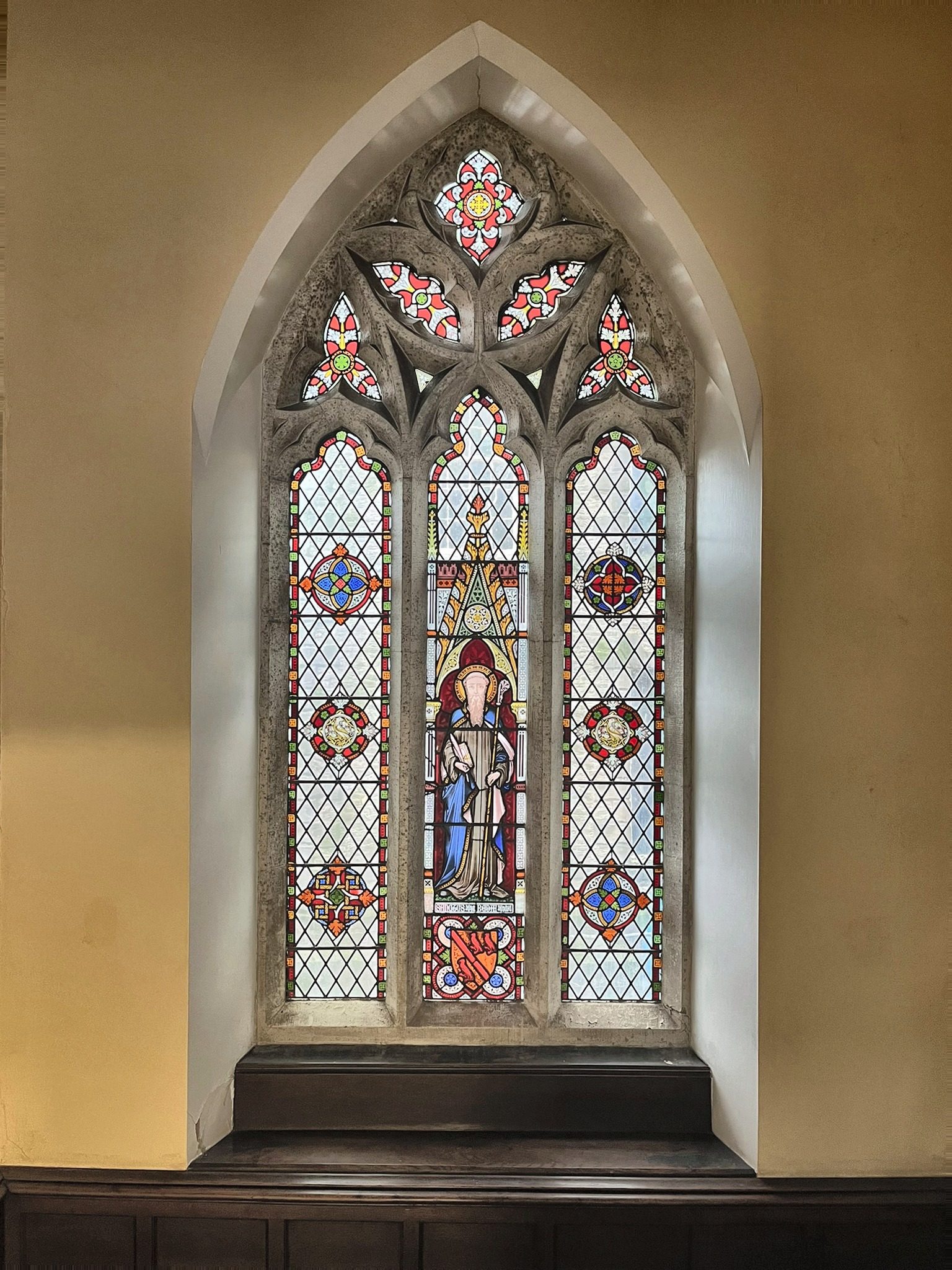 Restored Gothic stained-glass window